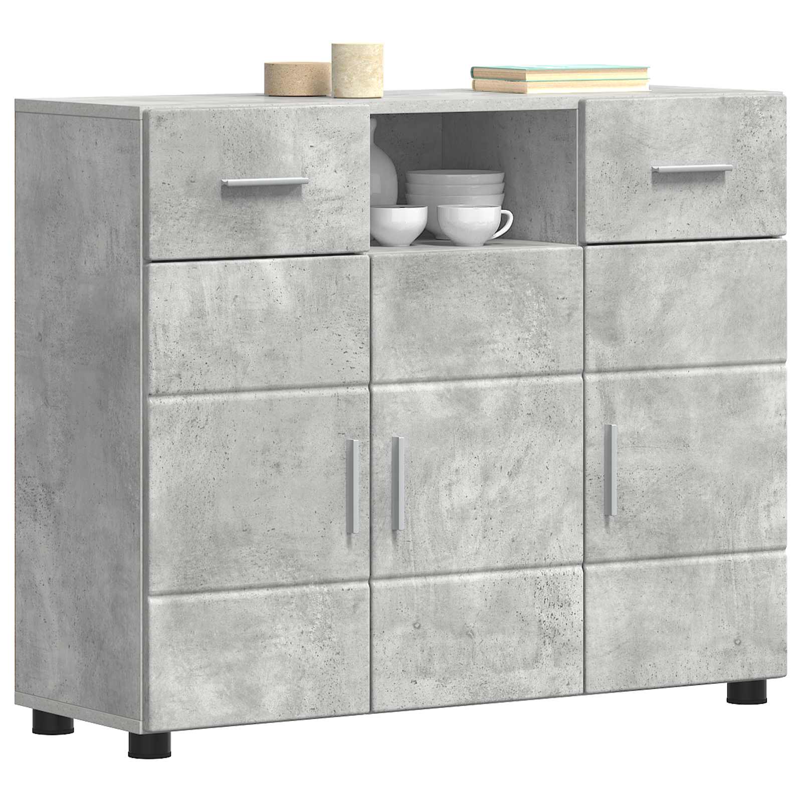 Cabinet en Bois avec tiroir Gris béton 88,5 x 30,5 x 73 cm - XIOS
