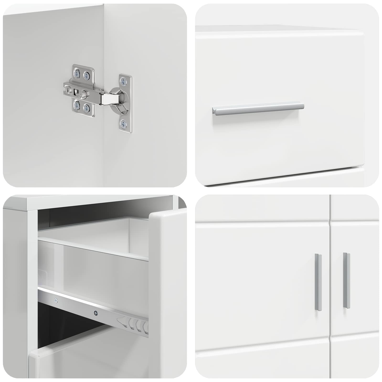 Cabinet en Bois avec tiroir Blanc brillant 88,5 x 30,5 x 73 cm