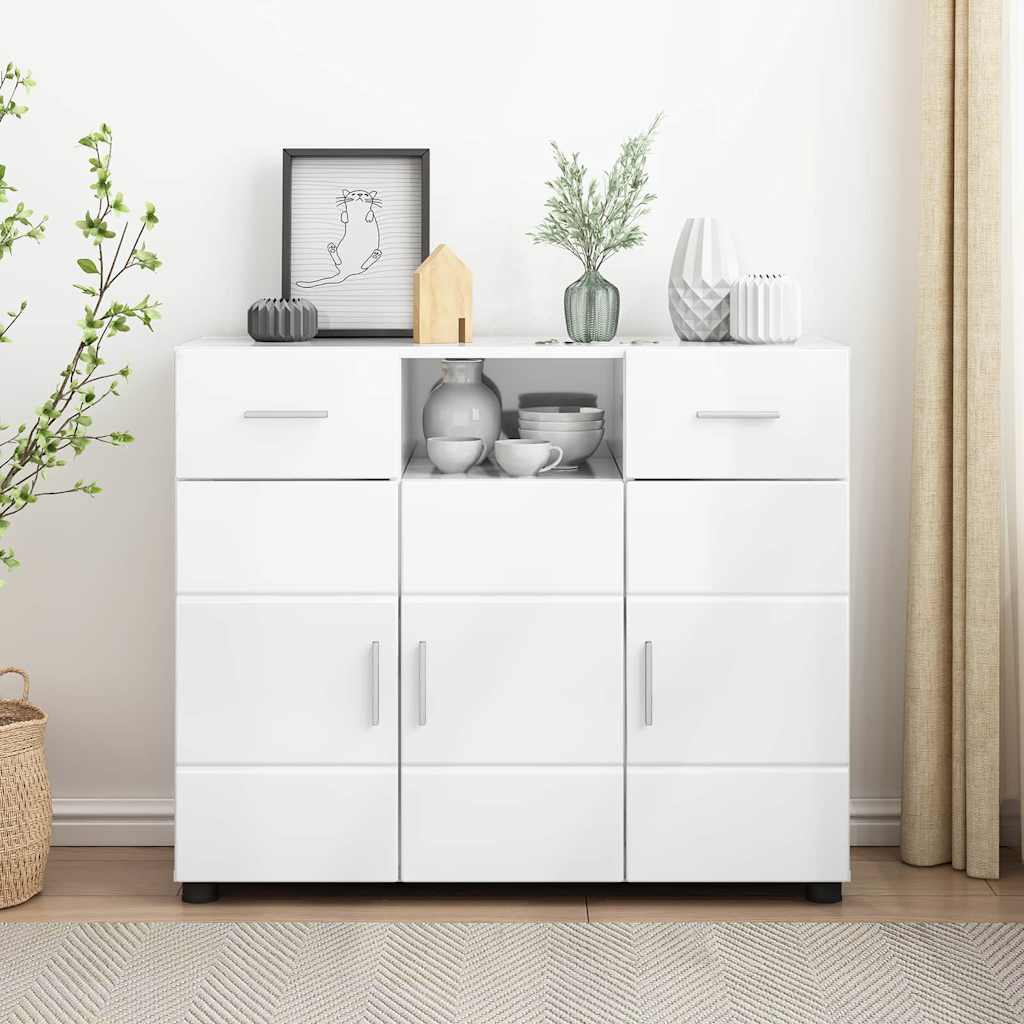 Buffet Blanc brillant 88.5 x 30.5 x 73 cm Bois d'ingénierie XIOS