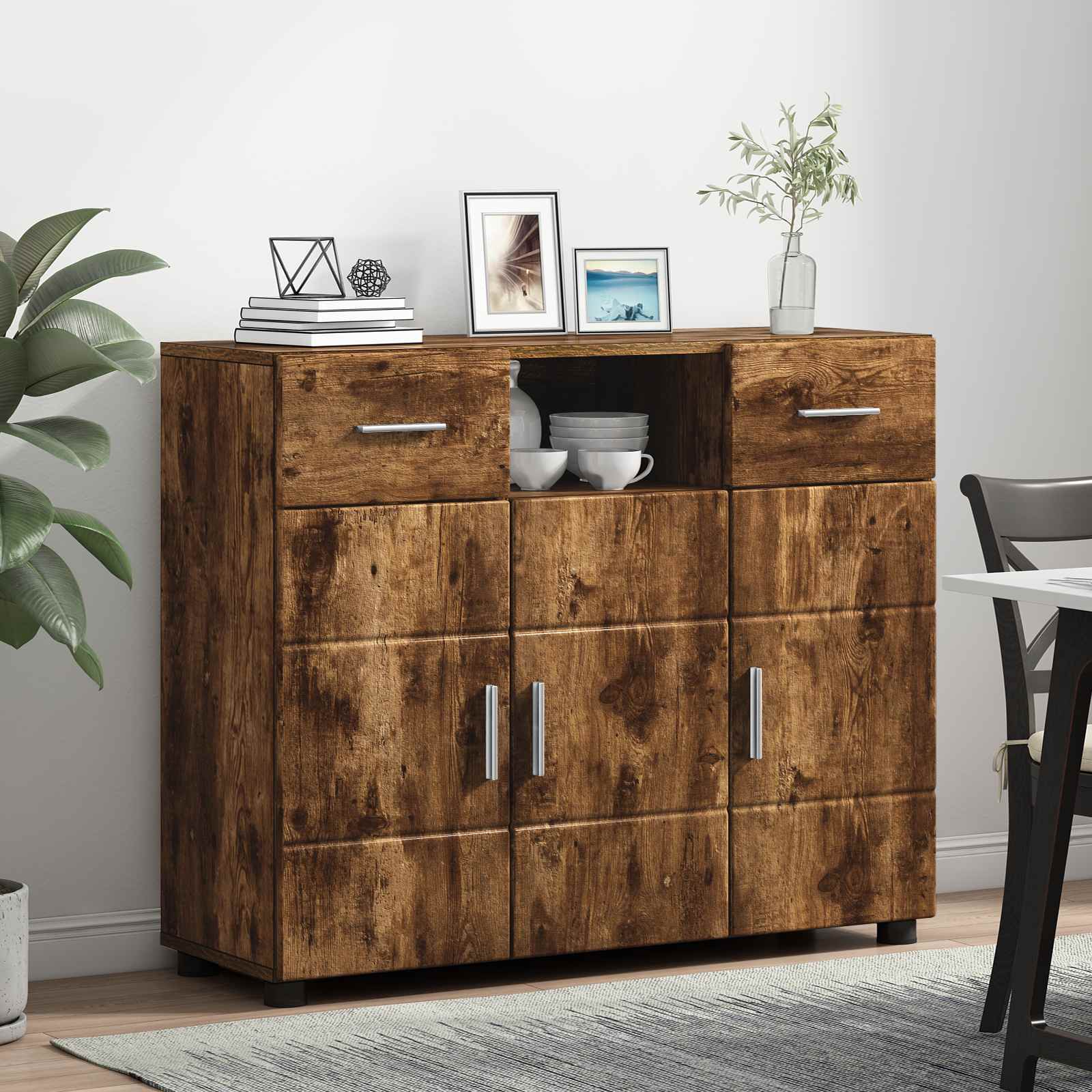 Cabinet en Bois avec tiroir Chêne fumé 88,5 x 30,5 x 73 cm - XIOS