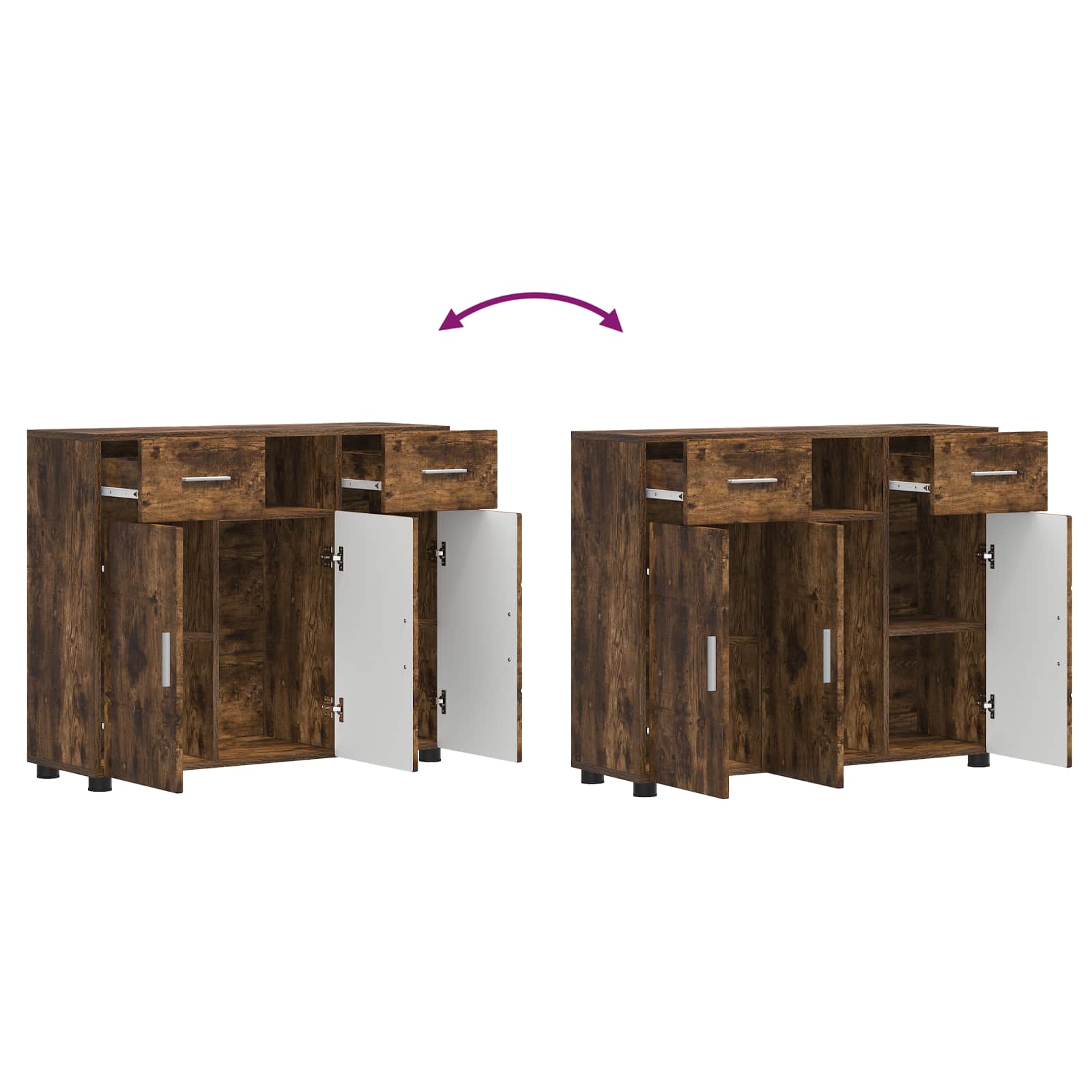 Cabinet en Bois avec tiroir Chêne fumé 88,5 x 30,5 x 73 cm - XIOS