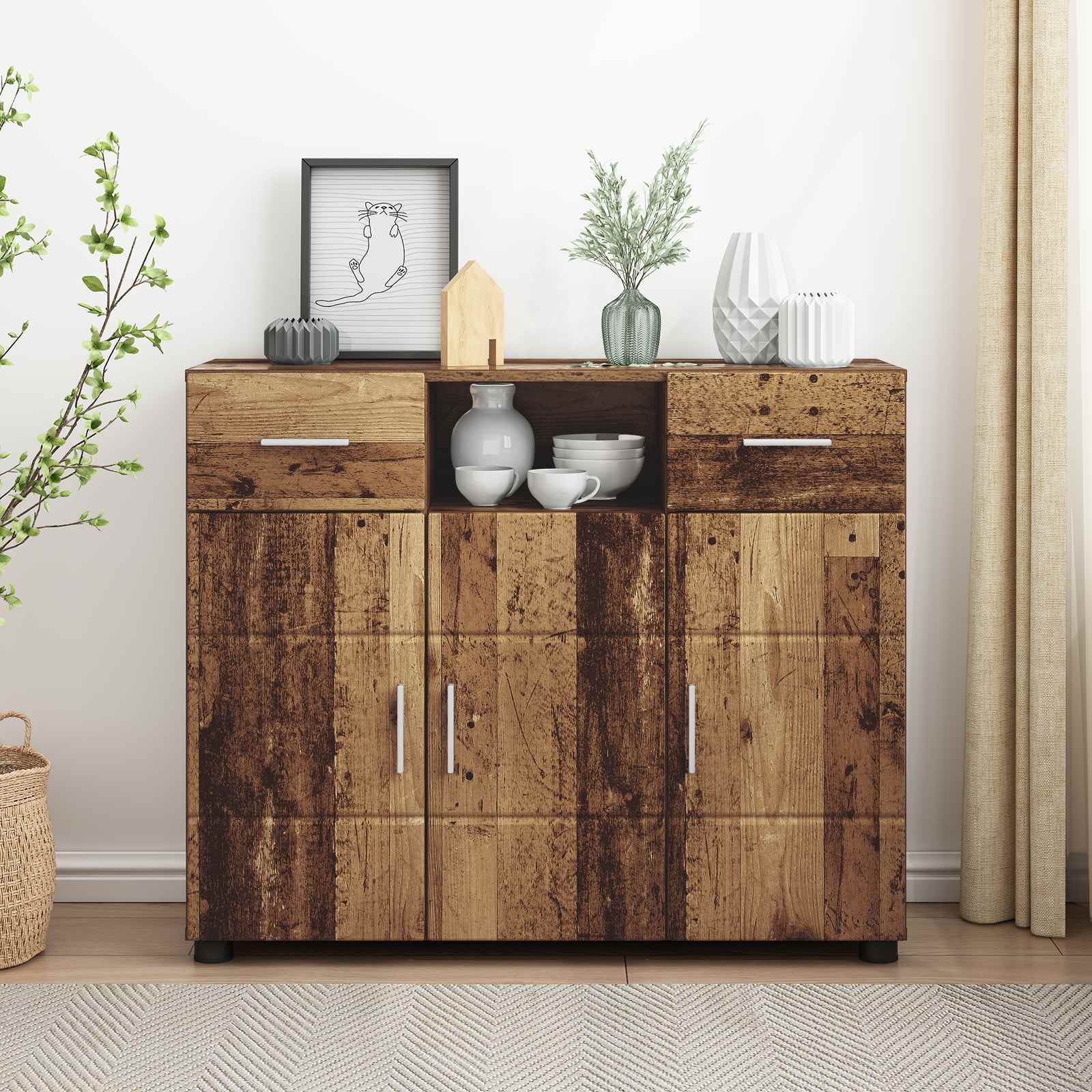 Cabinet en Bois avec tiroir Bois ancien 88,5 x 30,5 x 73 cm - XIOS