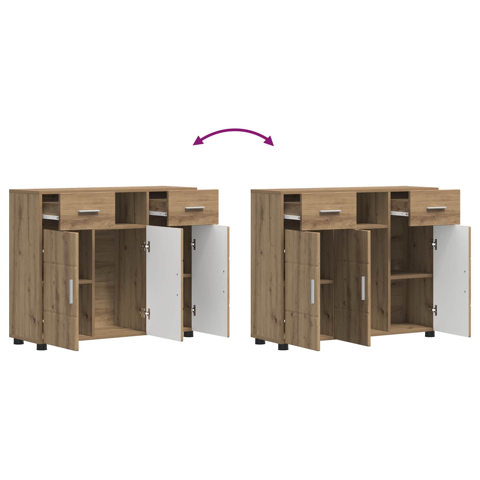 Cabinet en Bois avec tiroir Chêne artisanal 88,5 x 30,5 x 73 cm - XIOS