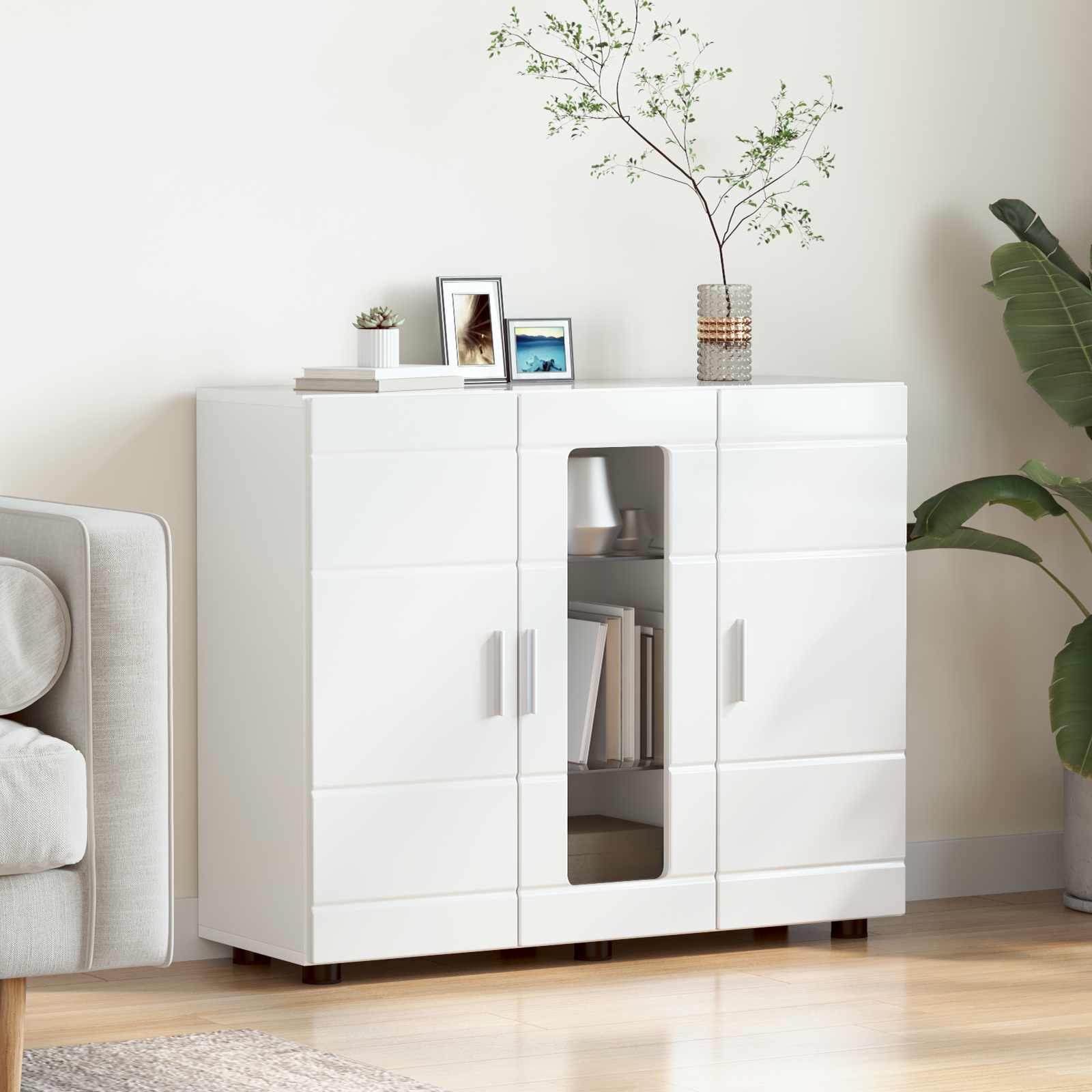 Cabinet en Bois Blanc brillant 88,5 x 30,5 x 73 cm - XIOS