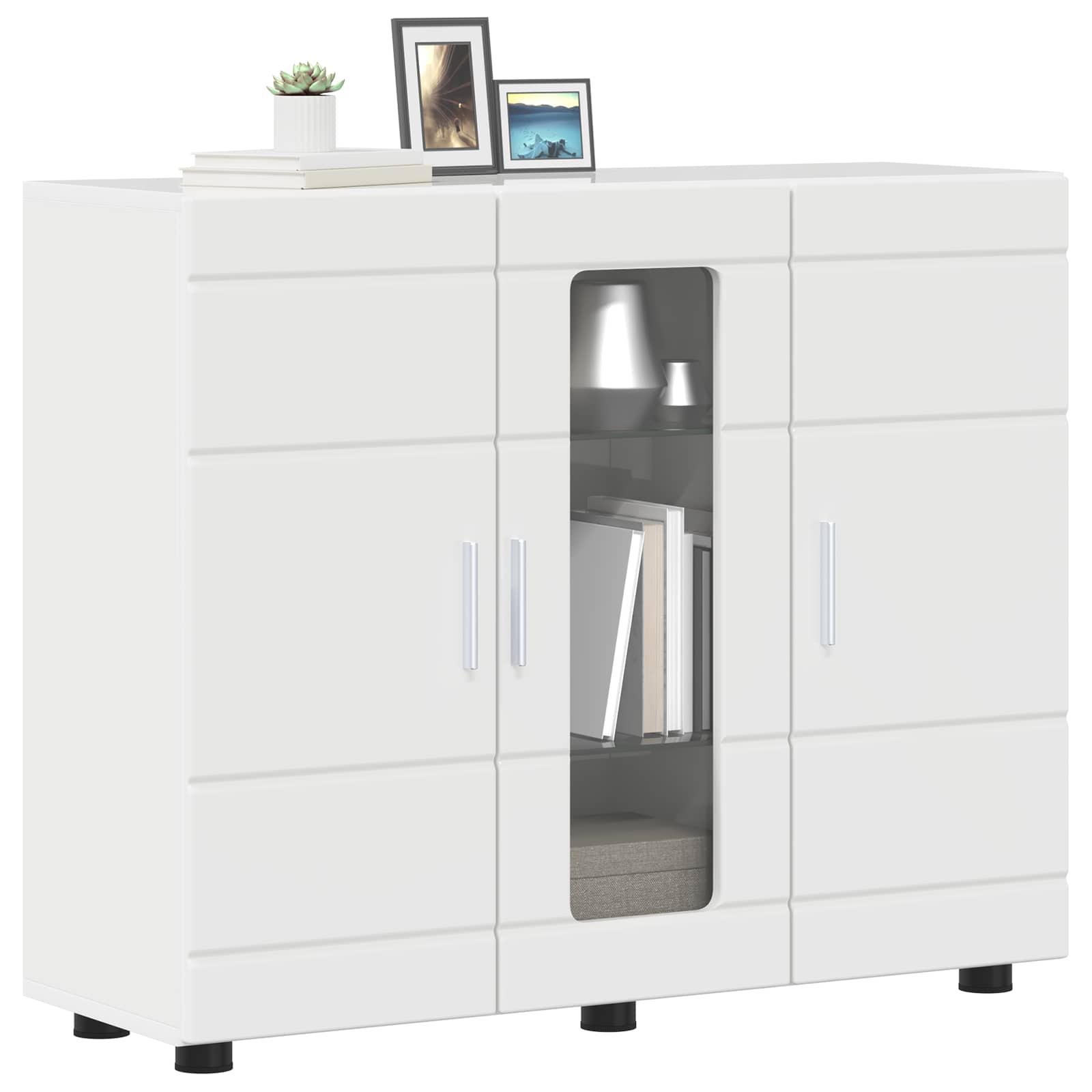 Cabinet en Bois Blanc brillant 88,5 x 30,5 x 73 cm - XIOS