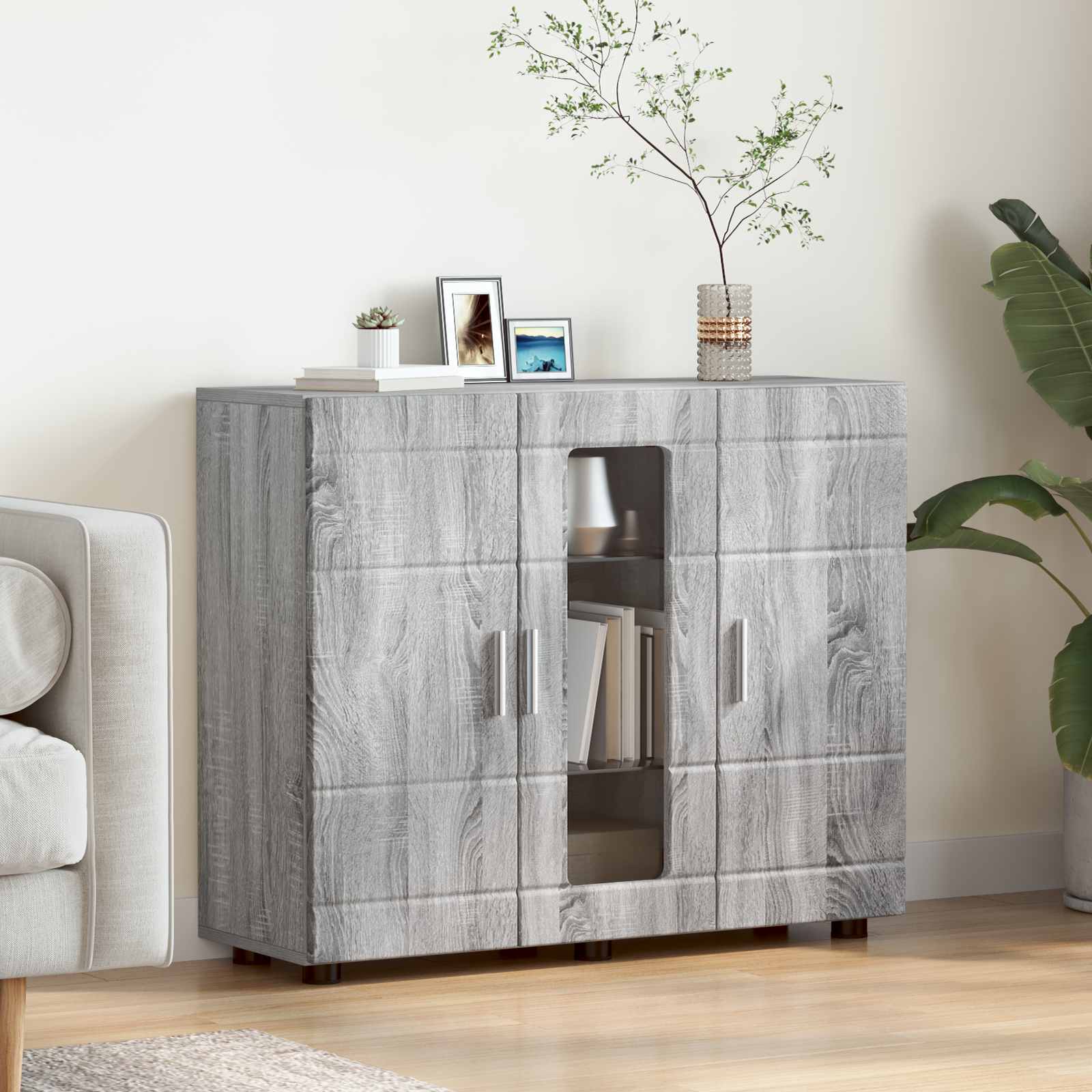 Cabinet en Bois avec stockage Gris Sonoma 88,5 x 30,5 x 73 cm - XIOS