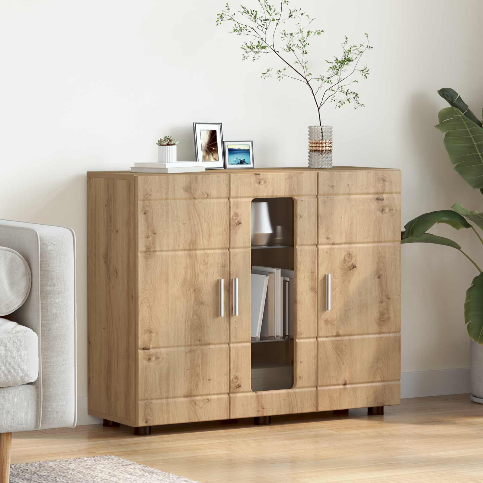 Cabinet en Bois Chêne artisanal 88,5 x 30,5 x 73 cm - XIOS