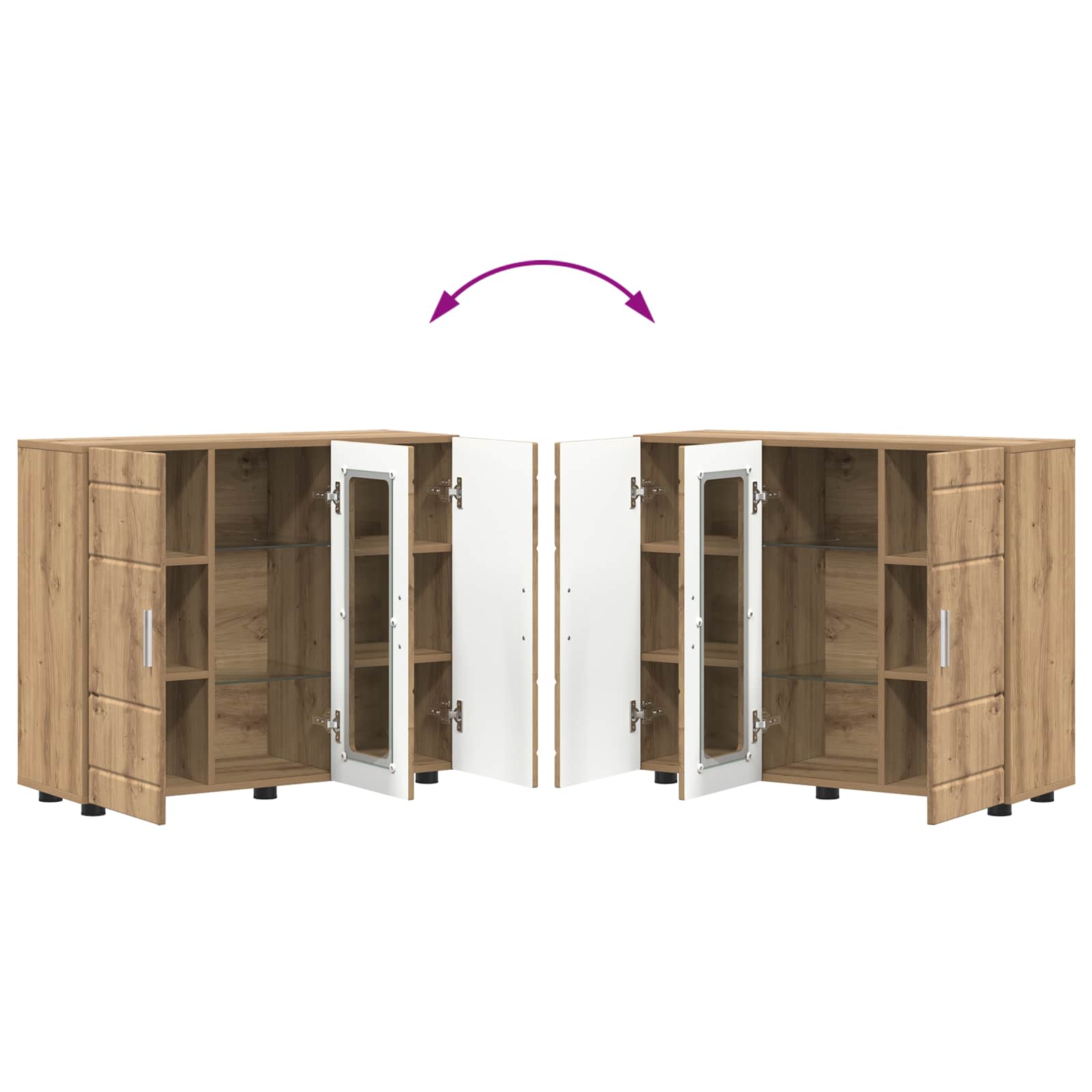 Cabinet en Bois Chêne artisanal 88,5 x 30,5 x 73 cm - XIOS