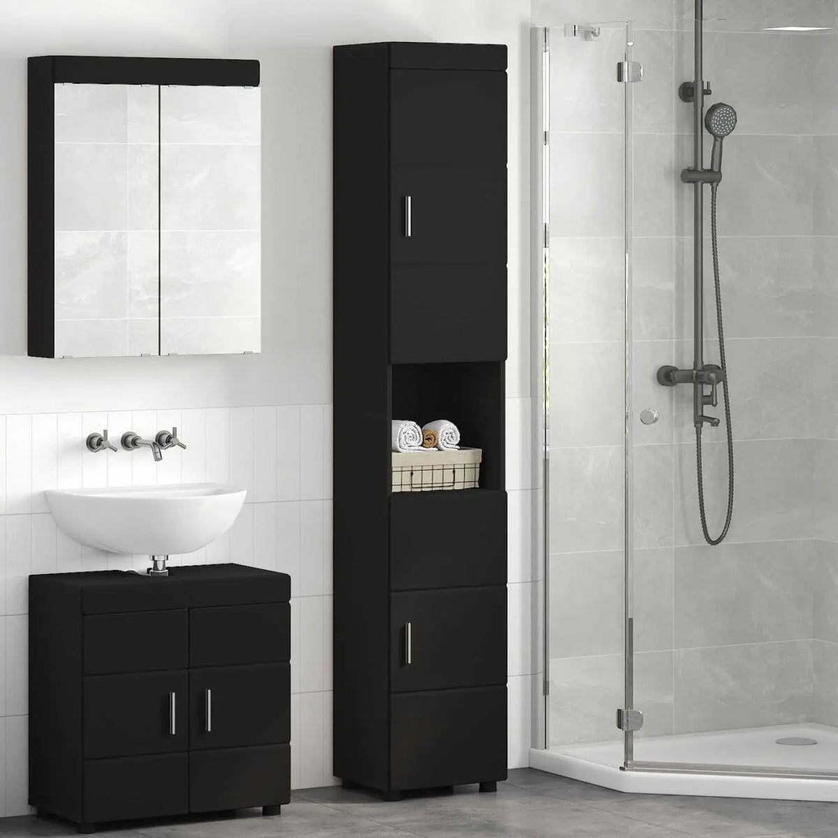 Ensemble d’armoire de salle de bain TULUM Noir - XIOS