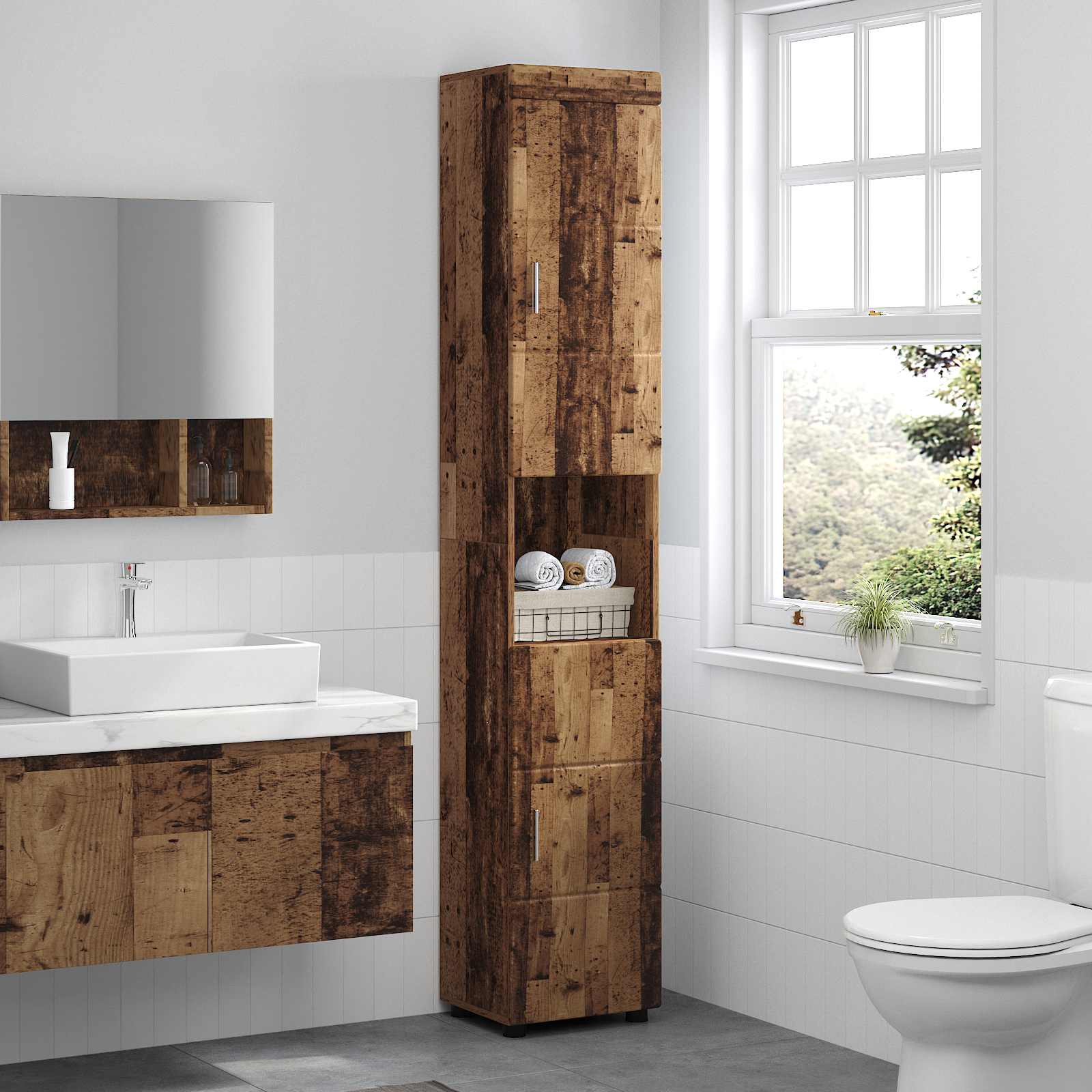 Ensemble d'armoire de salle de bain TULUM Bois ancien - XIOS