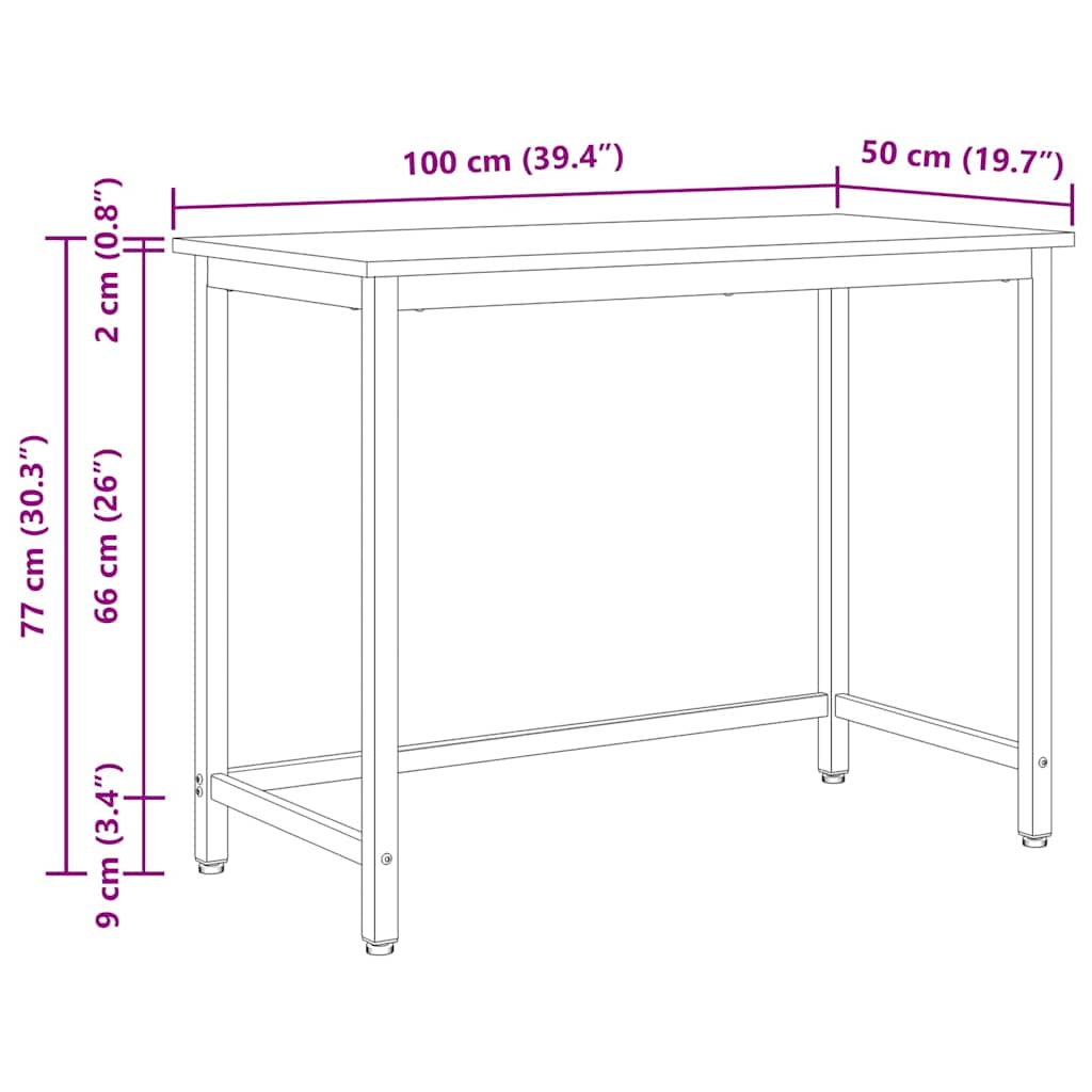 table Blanc 100 x 50 x 77 cm Bois d'ingénierie et acier - XIOS