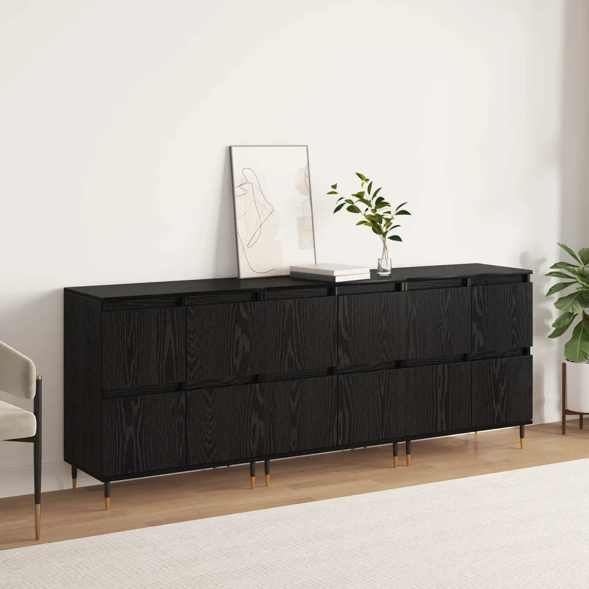 Armoire de rangement 3 pc Chêne noir 60 x 35 x 70 cm - XIOS