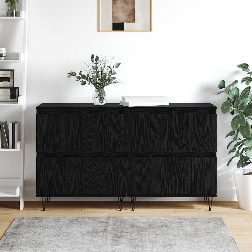 Buffets 2 pcs Chêne noir 120 x 35 x 70 cm Bois d'ingénierie - XIOS