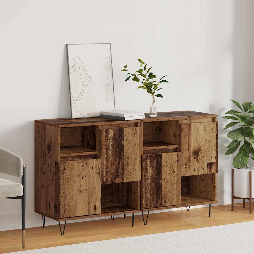 Buffets 2 pcs Bois ancien 120 x 35 x 70 cm Bois d'ingénierie - XIOS
