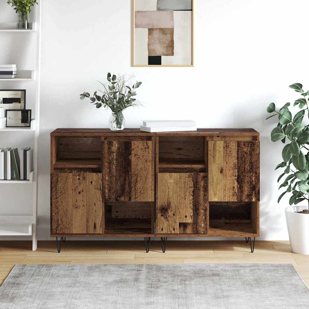 Buffets 2 pcs Bois ancien 120 x 35 x 70 cm Bois d'ingénierie - XIOS