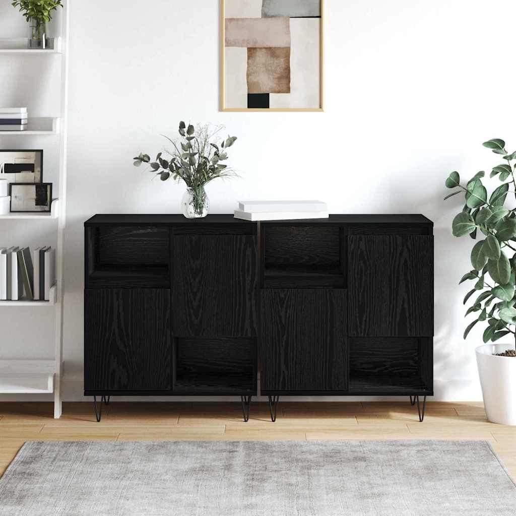 Buffets 2 pcs Chêne noir 120 x 35 x 70 cm Bois d'ingénierie - XIOS