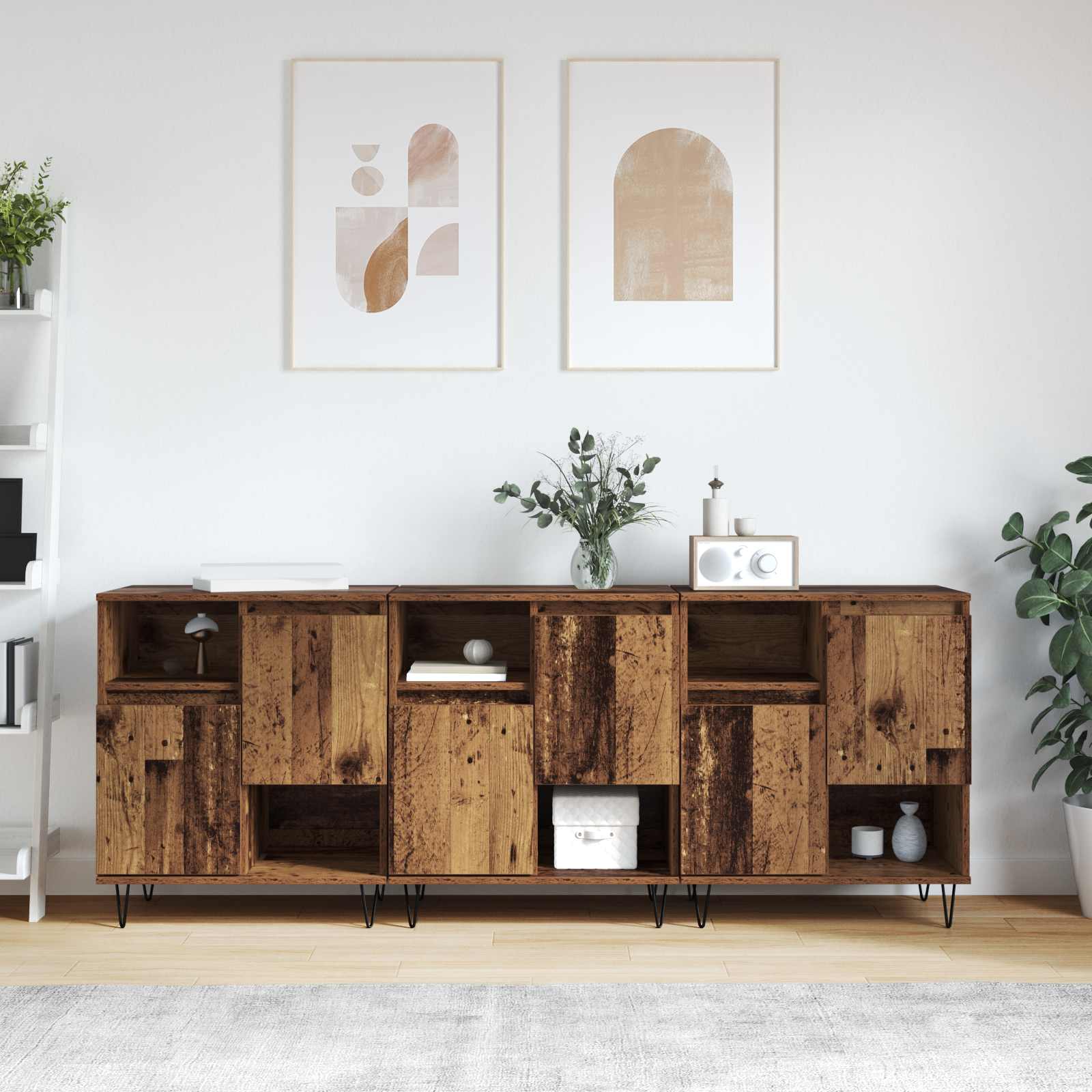 Buffet 3 pc Bois ancien 60 x 35 x 70 cm - XIOS