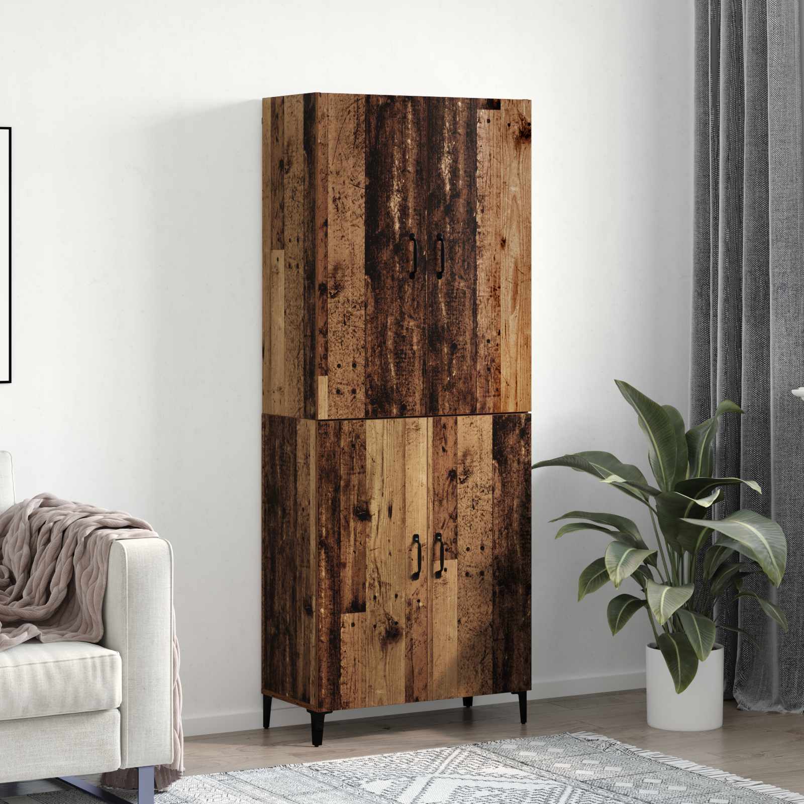 Haut Armoire 2 pcs Bois ancien Bois d'ingénierie - XIOS