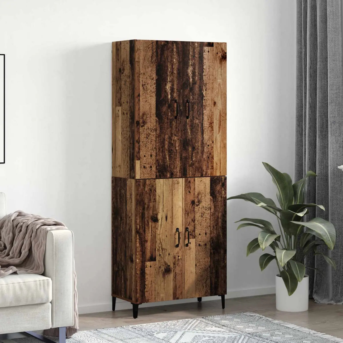 Haut Armoire 2 pc Bois ancien 69,5 x 34 x 180 cm - XIOS