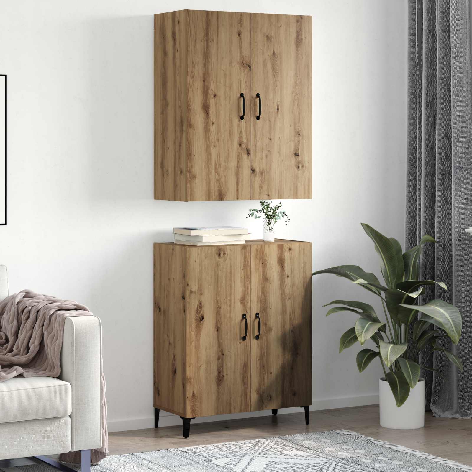 Haut Armoire 2 pcs Chêne artisanal Bois d'ingénierie - XIOS