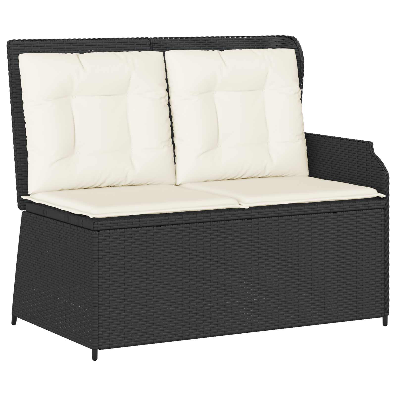Banc de jardin avec coussin Noir et blanc crème polyrotin - XIOS