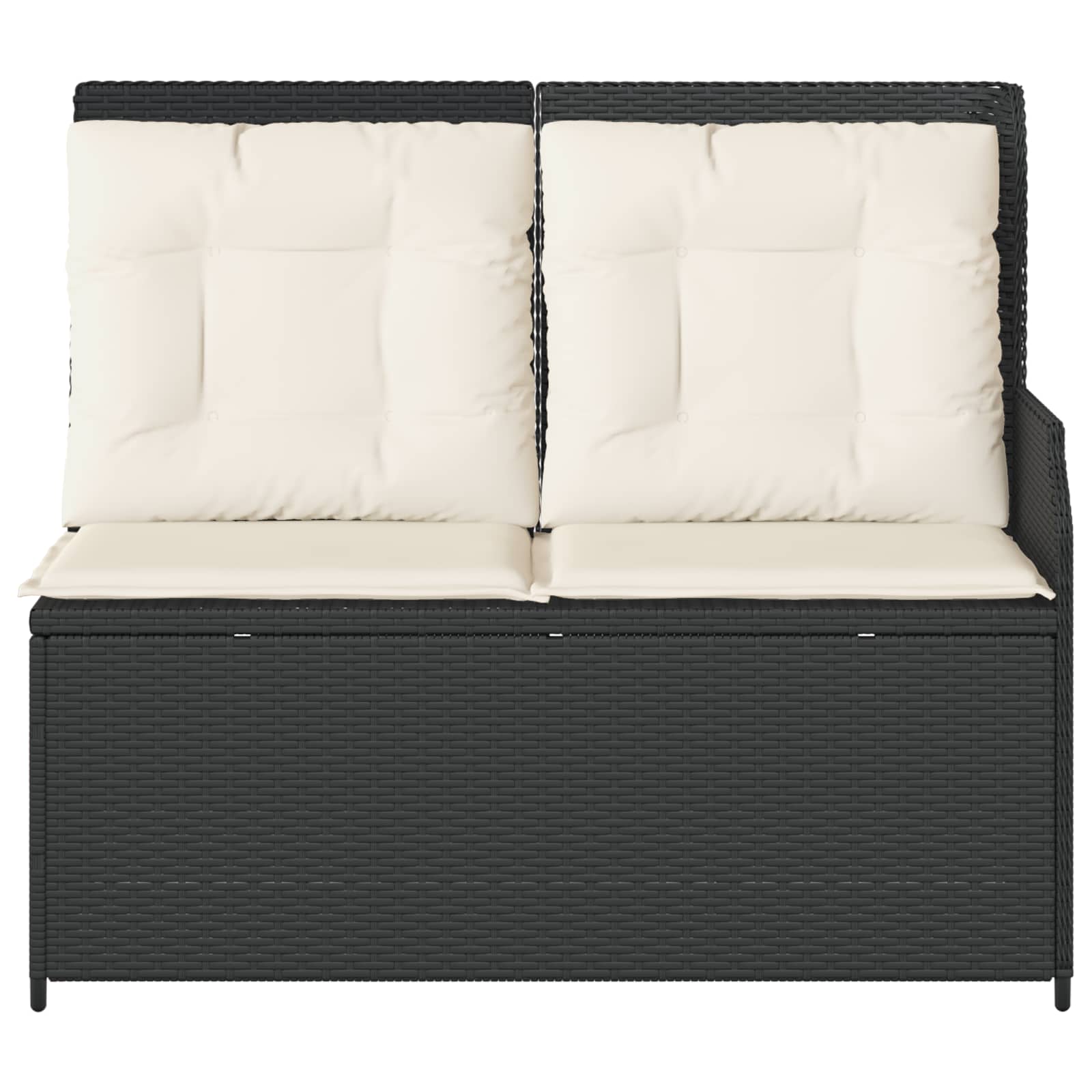 Banc de jardin avec coussin Noir et blanc crème polyrotin - XIOS