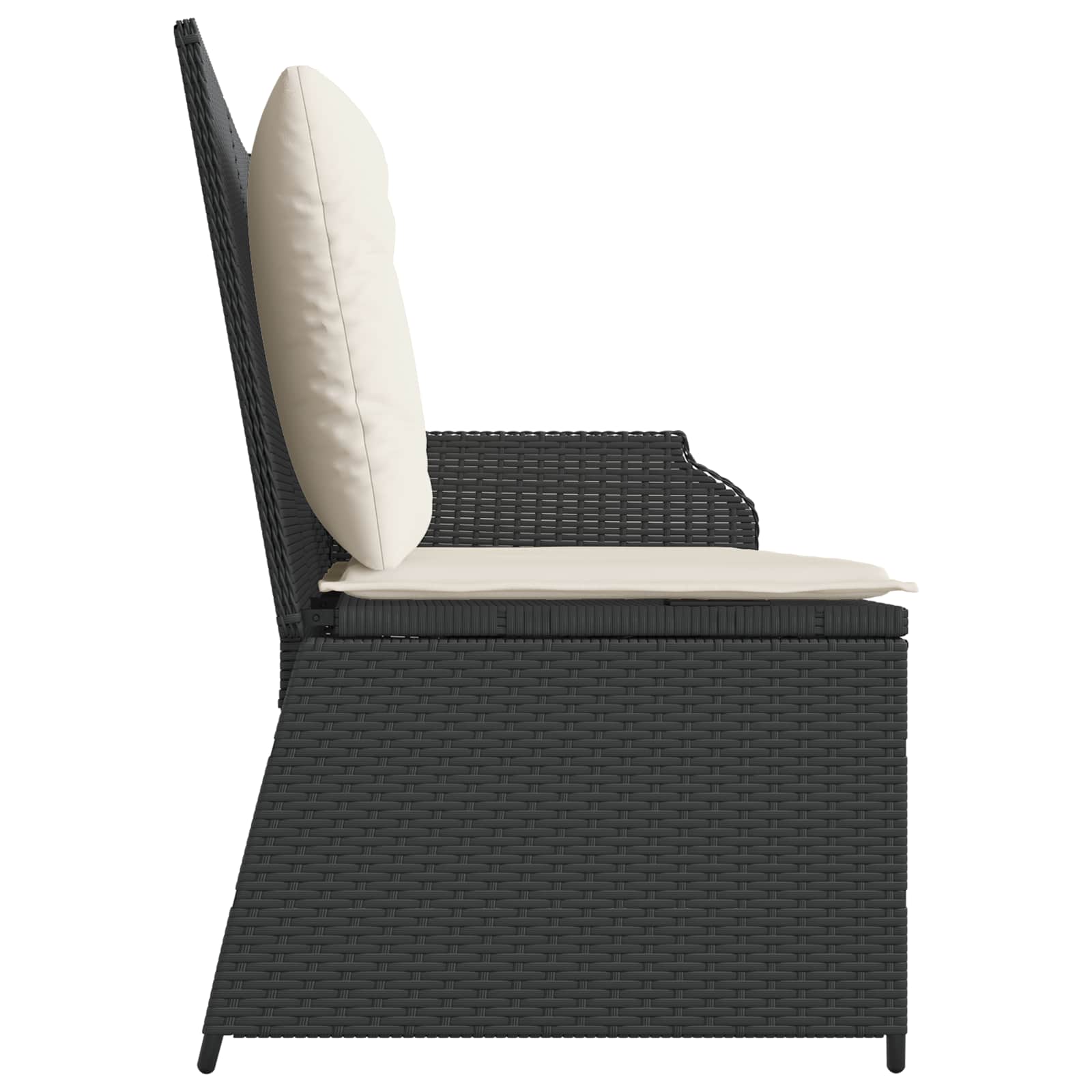 Banc de jardin avec coussin Noir et blanc crème polyrotin - XIOS