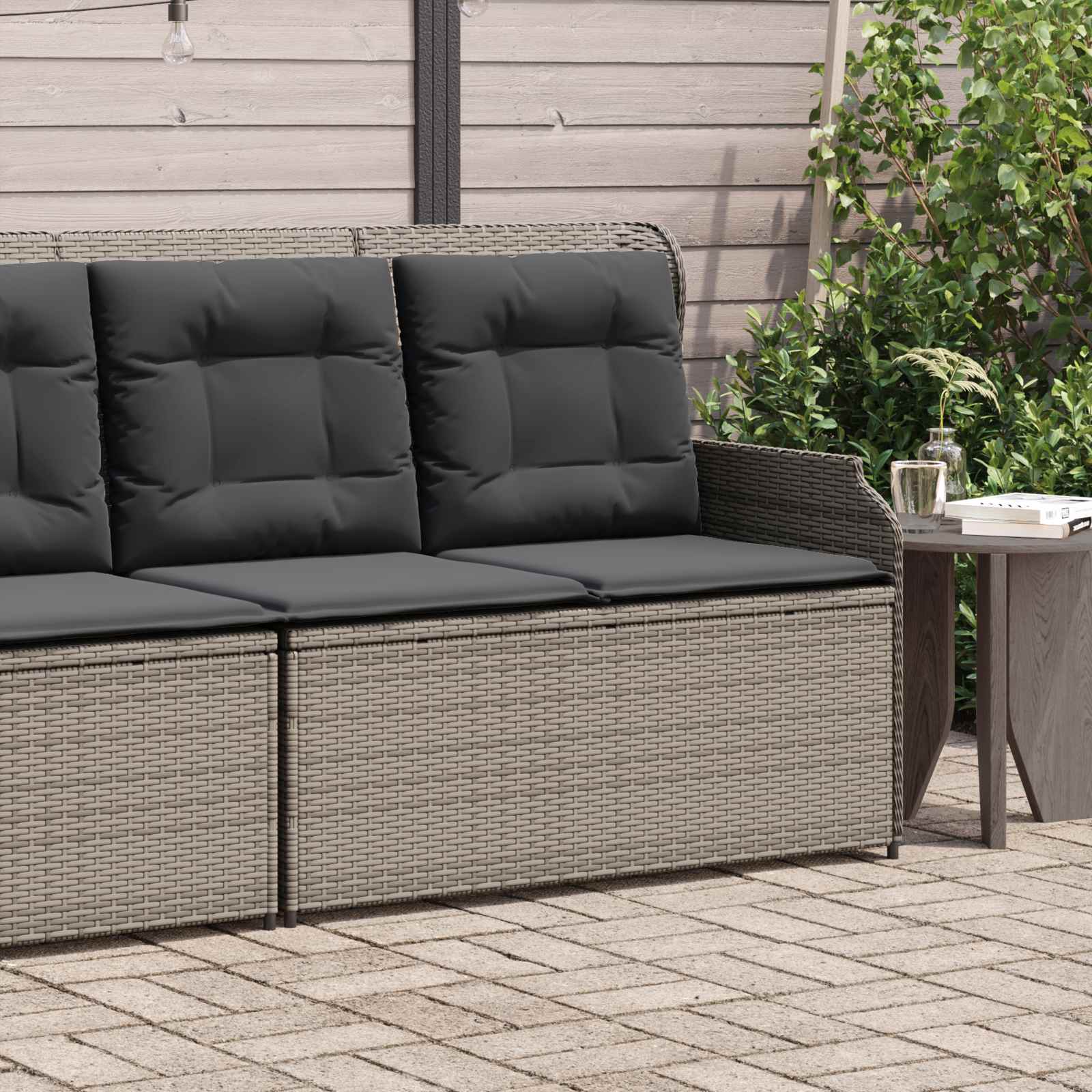 Banc de jardin avec coussin Gris polyrotin - XIOS