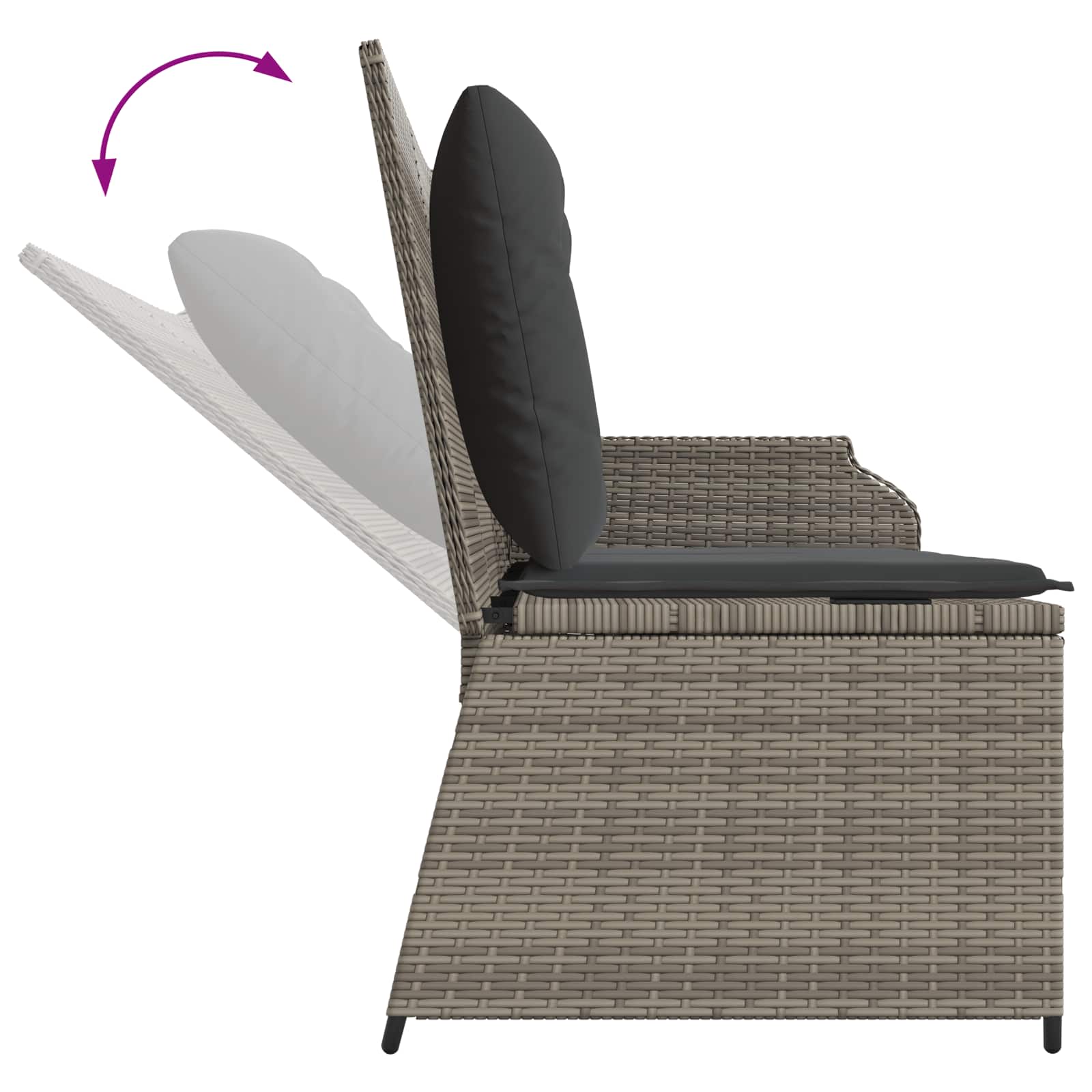 Banc de jardin avec coussin Gris polyrotin - XIOS