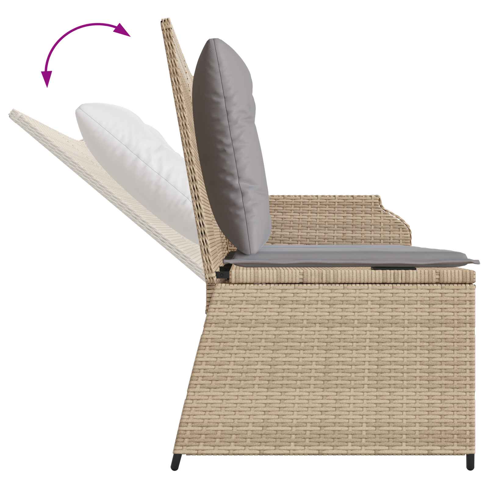 Banc de jardin avec coussin Beige et gris polyrotin - XIOS