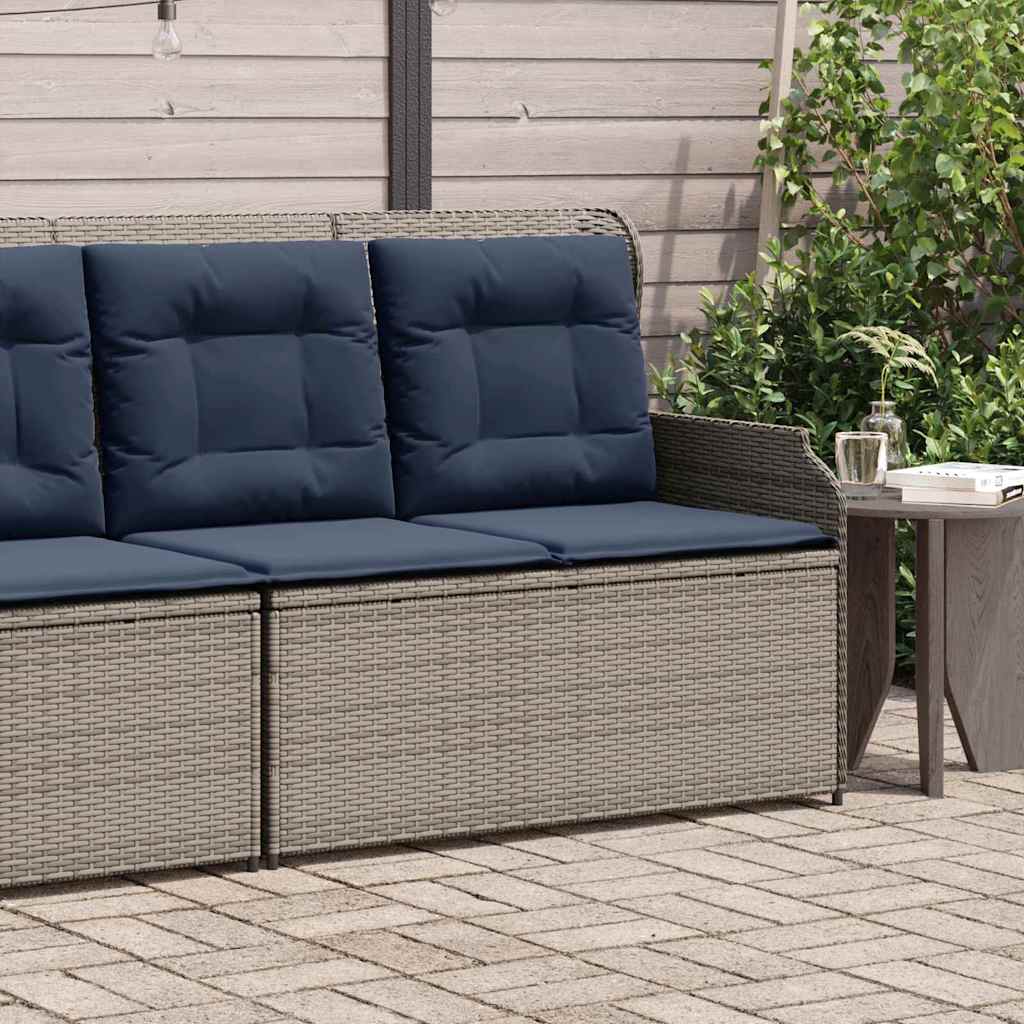 Banc de jardin avec coussin Gris et bleu marine polyrotin - XIOS