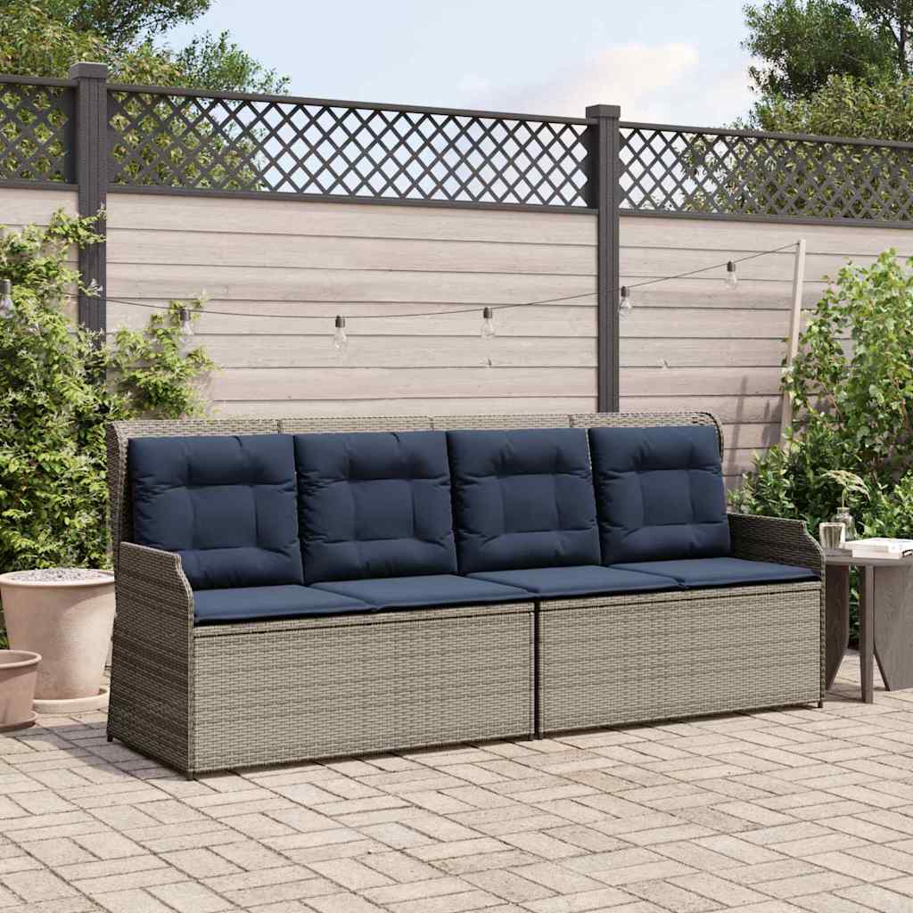 Banc de jardin avec coussin Gris et bleu marine polyrotin - XIOS