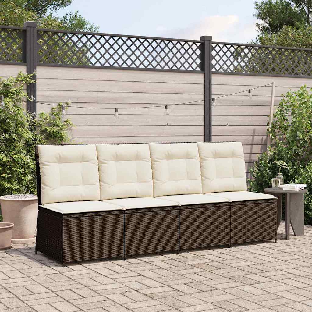 Canapé de jardin avec coussin Noir et blanc crème polyrotin - XIOS