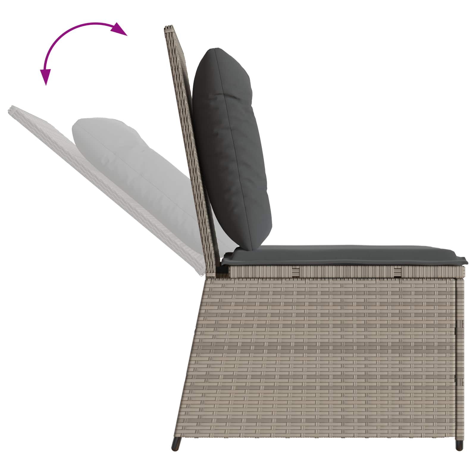 Canapé de jardin avec coussin Gris clair polyrotin - XIOS