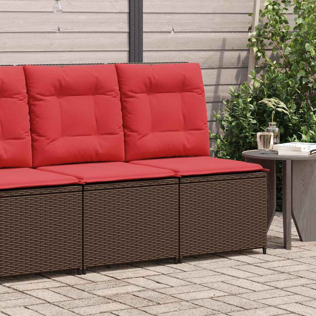 Canapé de jardin avec coussin Marron et rouge polyrotin - XIOS