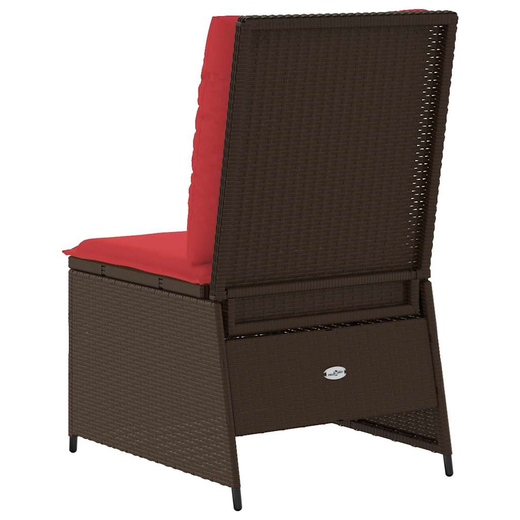 Canapé de jardin avec coussin Marron et rouge polyrotin - XIOS