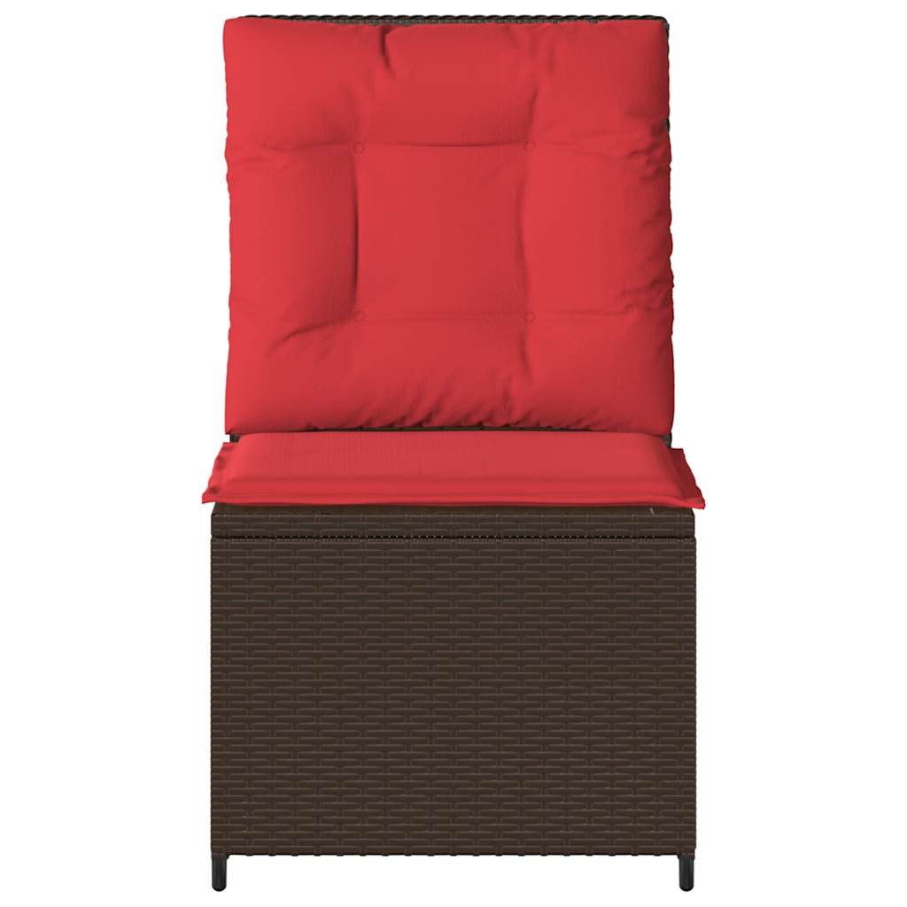 Canapé de jardin avec coussin Marron et rouge polyrotin - XIOS