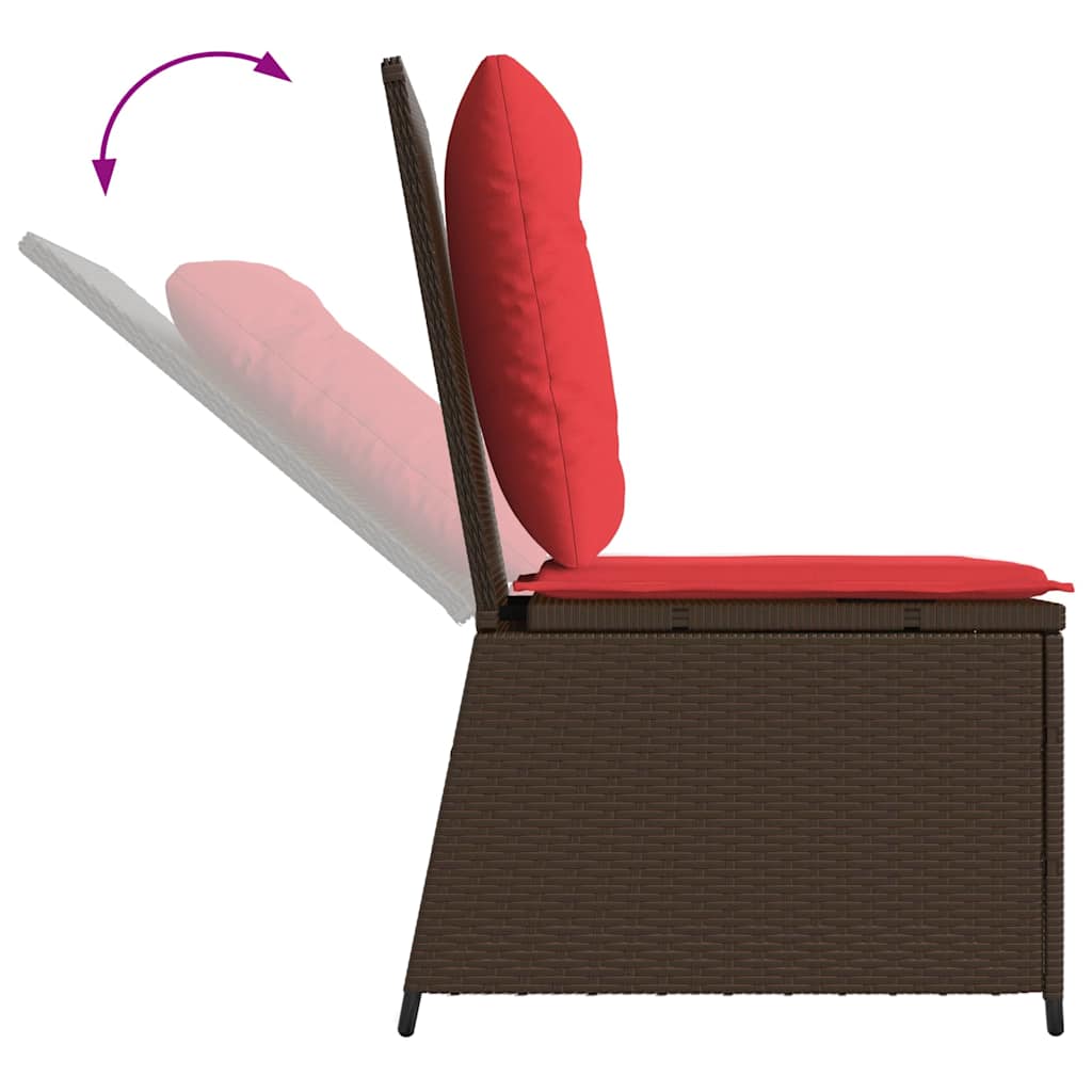 Canapé de jardin avec coussin Marron et rouge polyrotin - XIOS