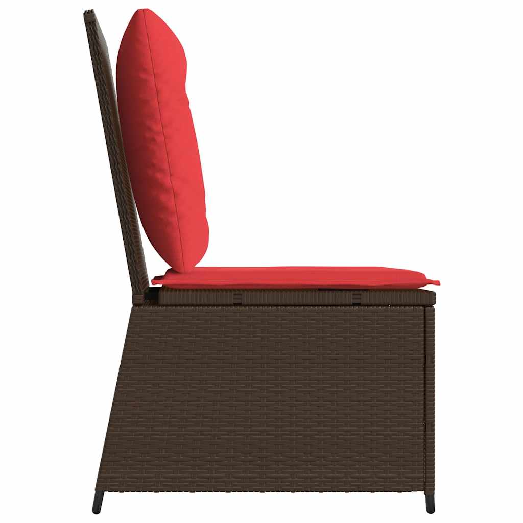 Canapé de jardin avec coussin Marron et rouge polyrotin - XIOS