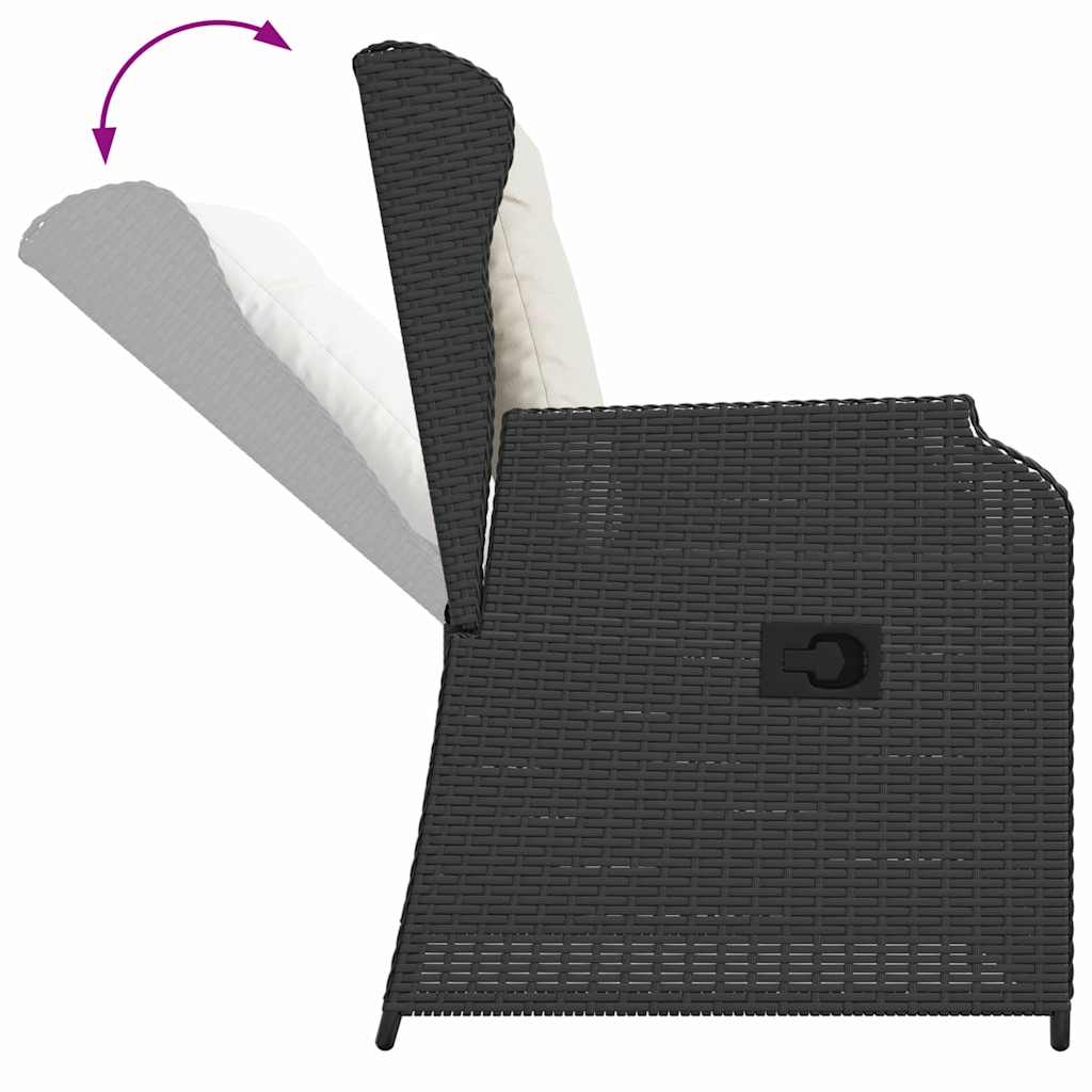 Banc de jardin 2 pcs Noir polyrotin