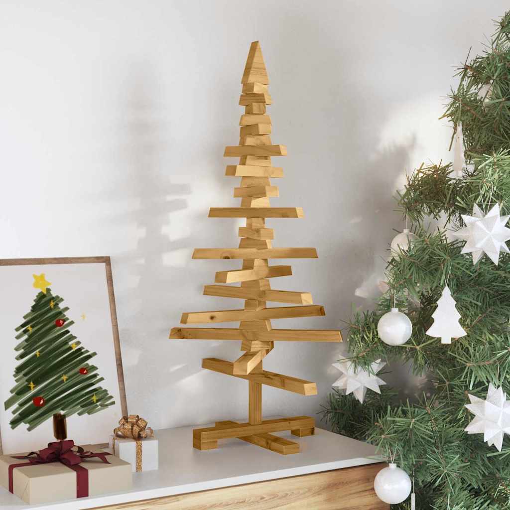 Arbre de Noël en bois Marron 90 cm Bois massif en pin - XIOS