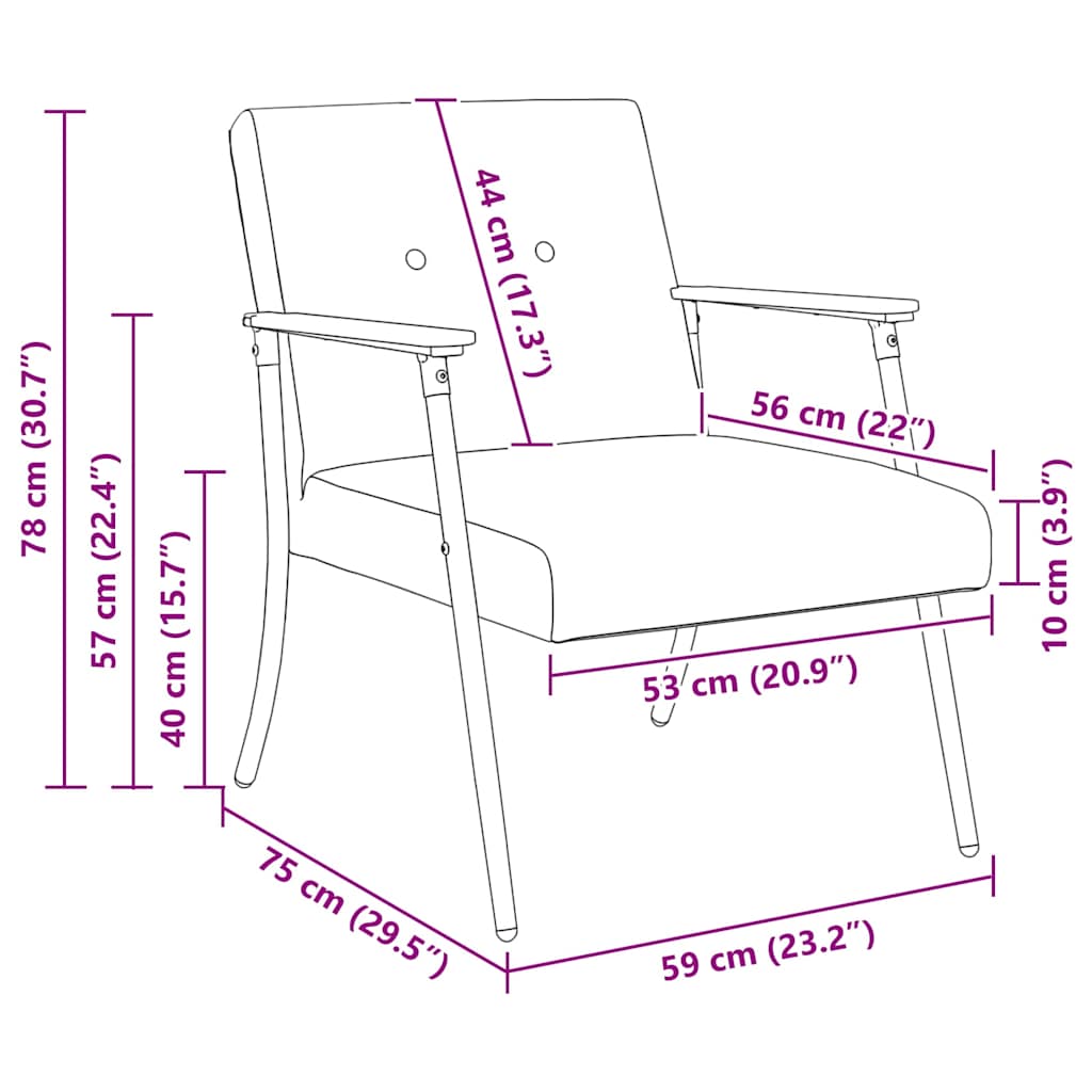 fauteuil Gris nuage 59 x 75 x 78 cm tissu - XIOS