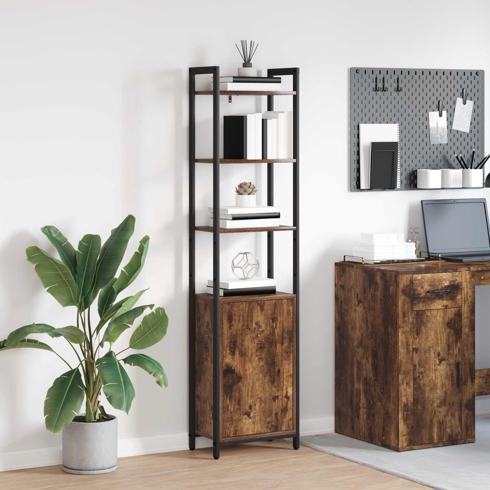 Bibliothèque Chêne fumé 40 x 24 x 161 cm Bois d'ingénierie - XIOS