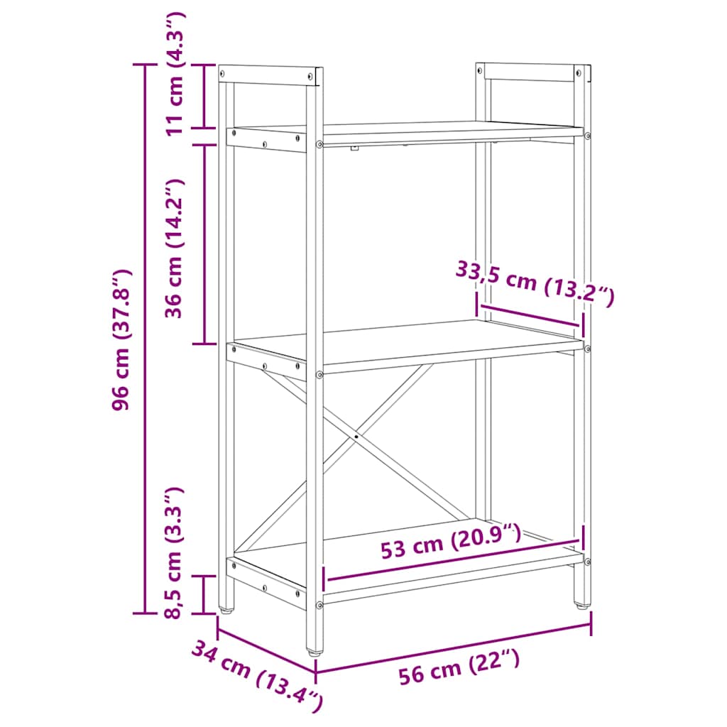Étagère Bois Ancien 56 x 34 x 96 cm Bois d'ingénierie - XIOS