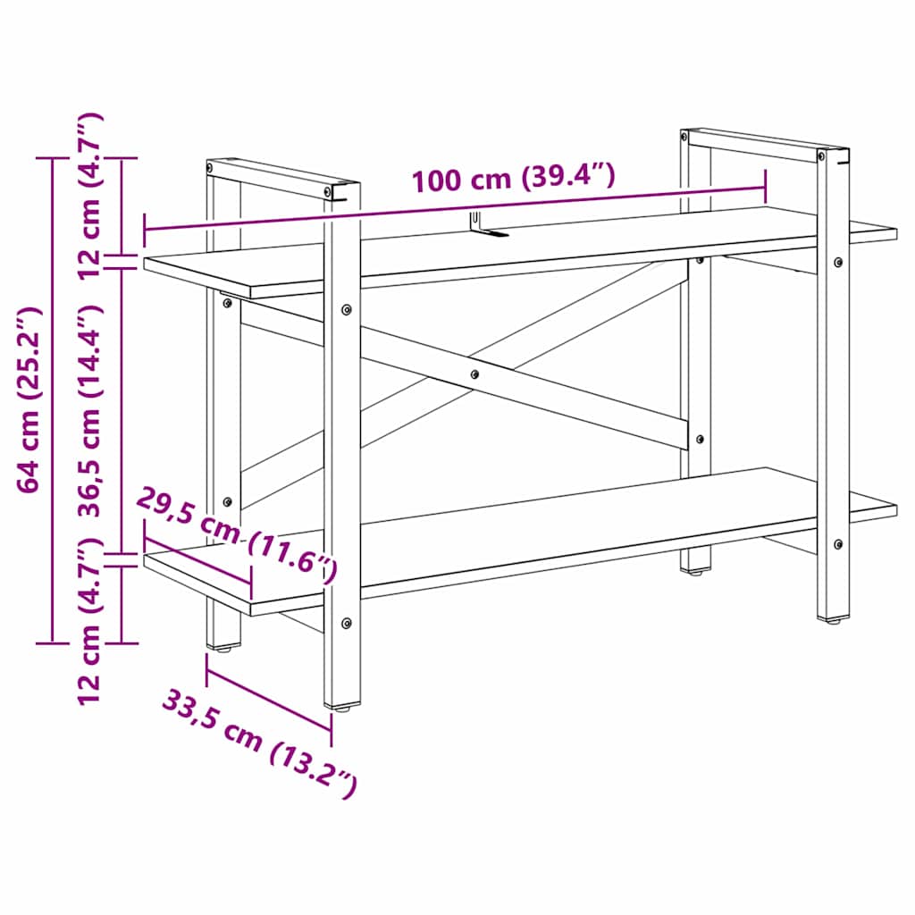 Étagère Chêne fumé 100 x 33,5 x 64 cm Bois d'ingénierie - XIOS
