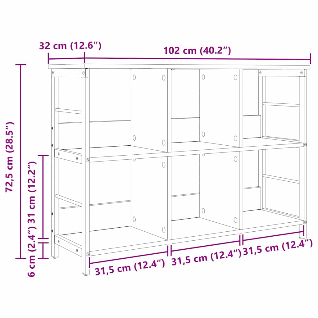 Étagère Chêne Sonoma 102 x 32 x 72,5 cm Bois d'ingénierie - XIOS