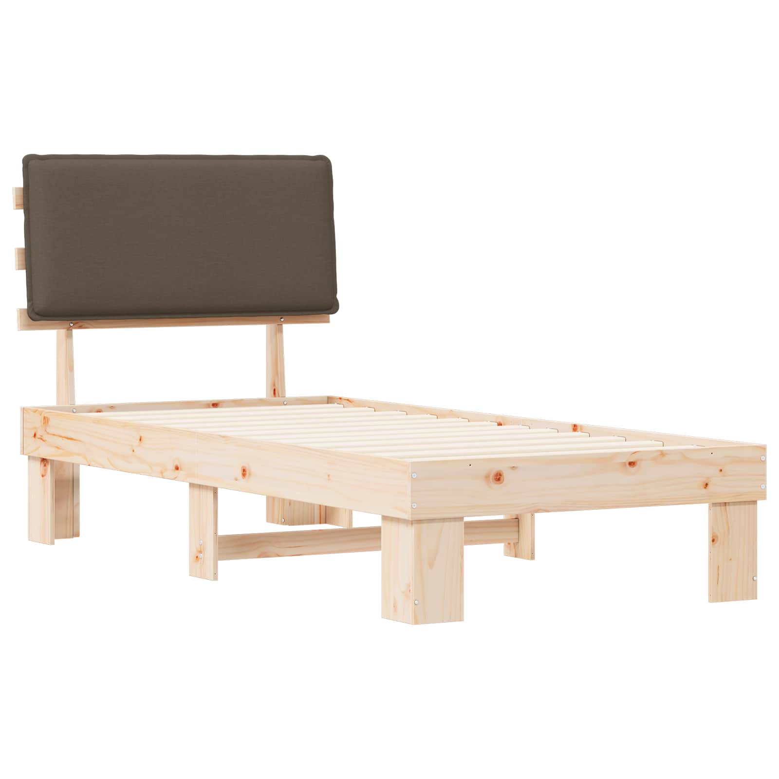 Cadre de lit avec tête de lit rembourrée Taupe 90 x 200 cm - XIOS
