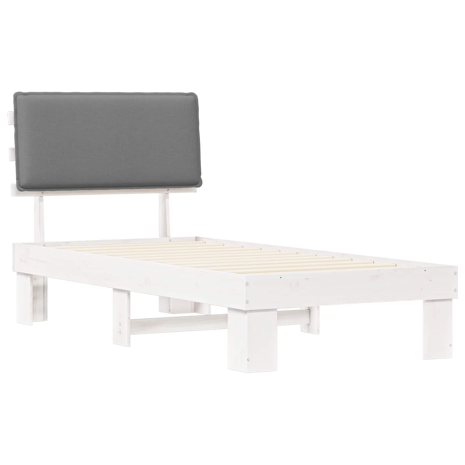 Cadre de lit avec tête de lit rembourrée Gris clair 75 x 190 cm - XIOS