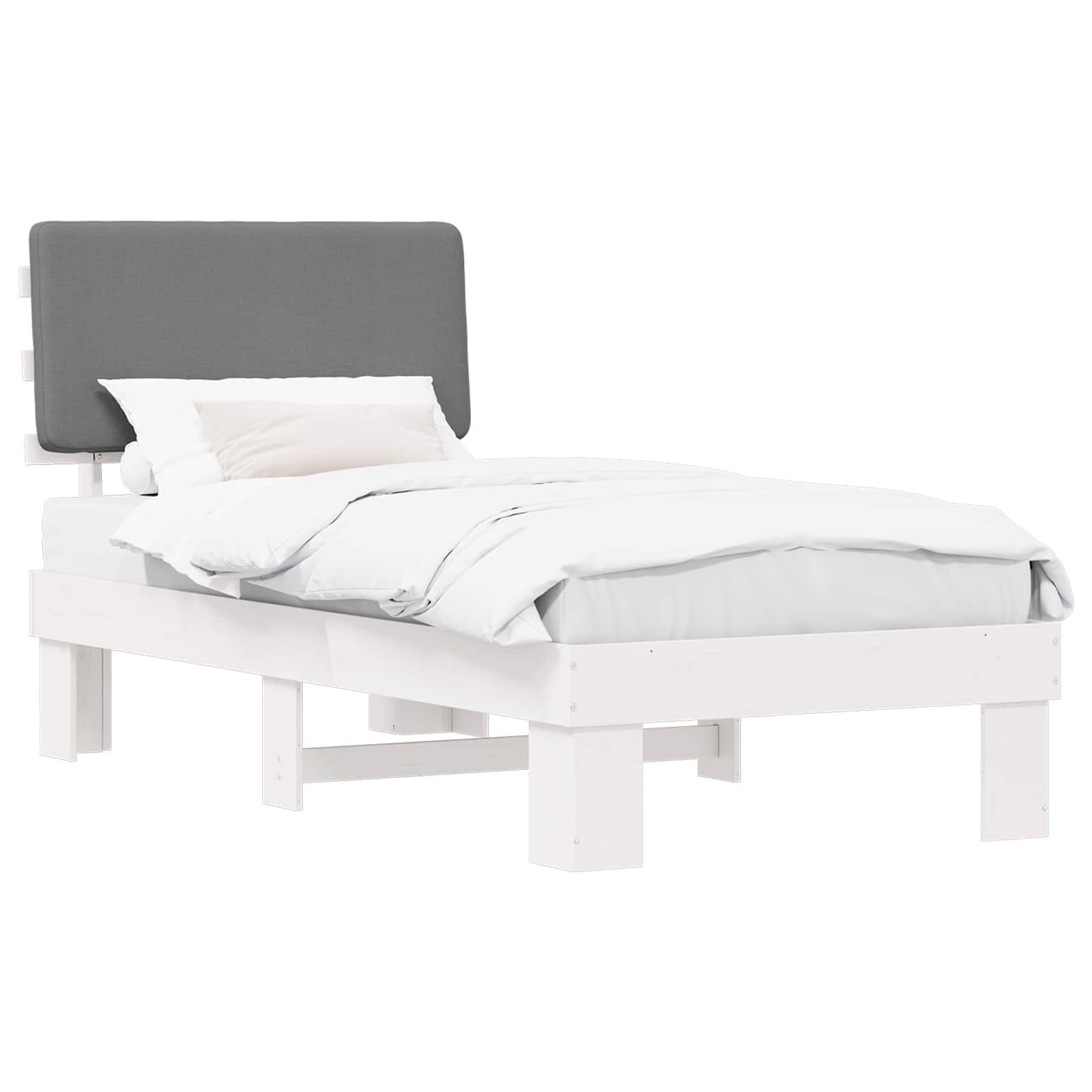 Cadre de lit avec tête de lit rembourrée Gris clair 75 x 190 cm - XIOS