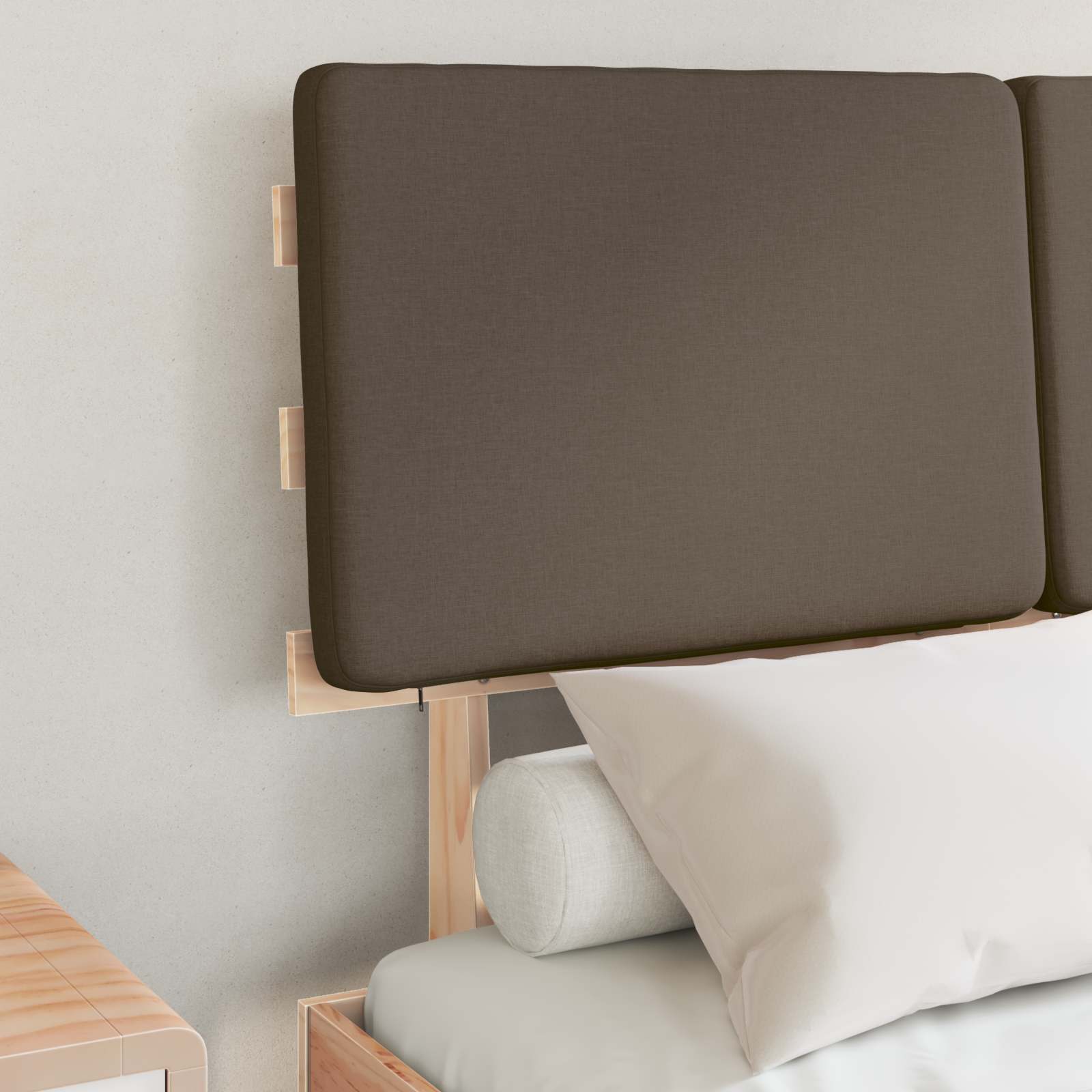 Cadre de lit avec tête de lit rembourrée Taupe 120 x 200 cm - XIOS